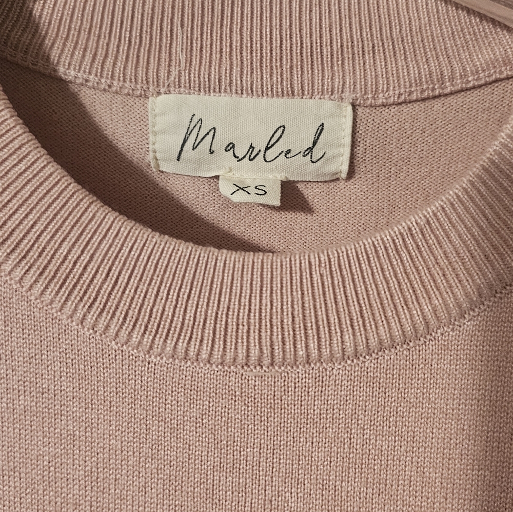 Marled Love Heart Lightweight Sweater Rayon Pink White Women's Size XS - Picture 4 of 6